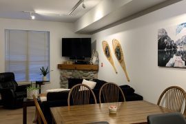 Cozy newly renovated ground floor condo at Creekside. Pet-friendly with gas fireplace, dining area and table, and opens right onto the skiway at Silver Queen Chair.