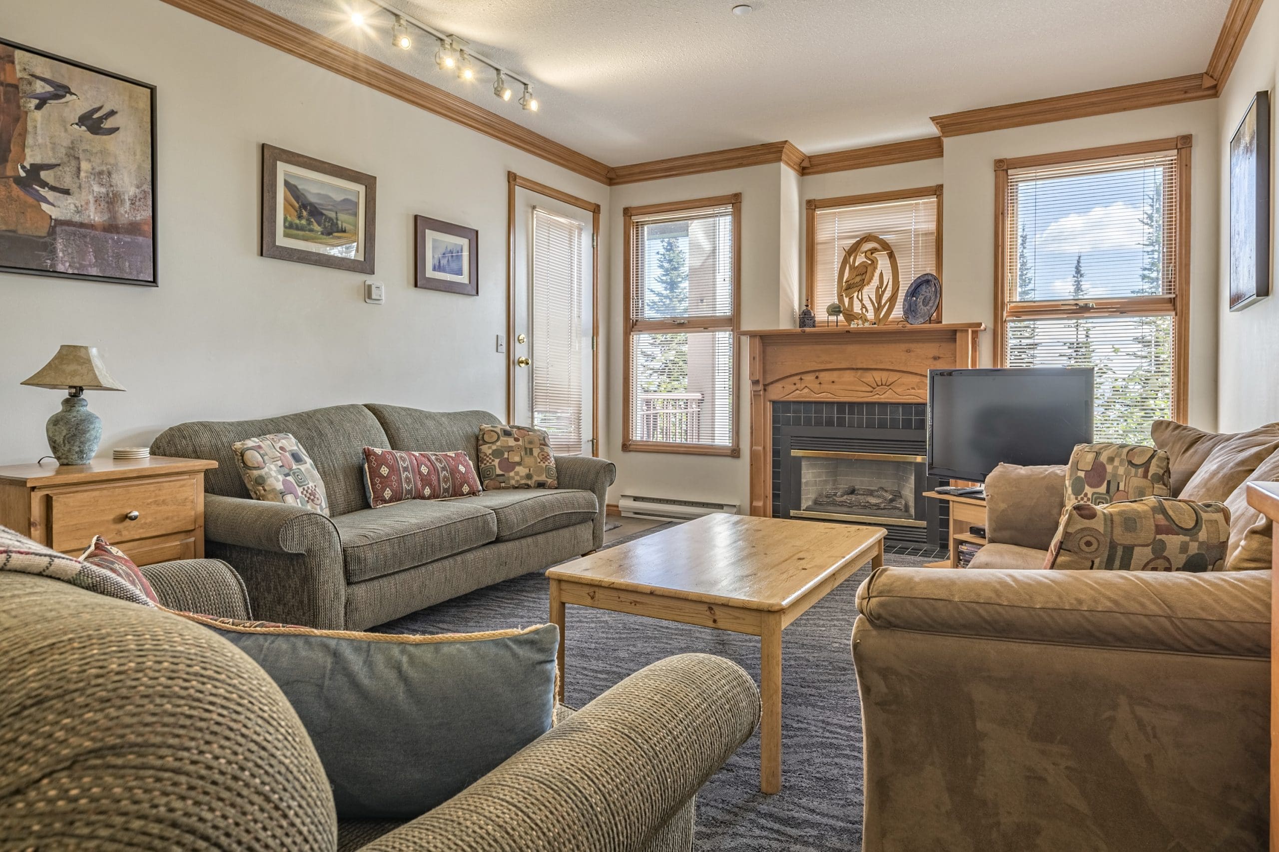Ground floor bright living room with large windows. Outdoor patio with new BBQ, laundry in unit and it's pet-friendly!